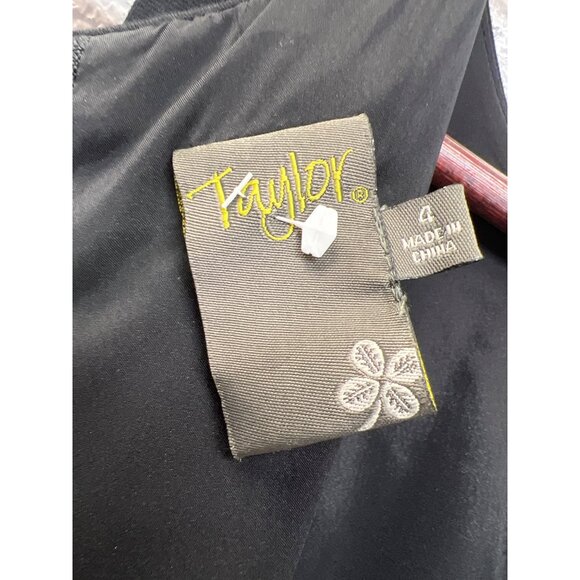 Taylor Navy and Black Swirl Design Floral Collar Sleeveless Sheath Dress - Picture 8 of 9